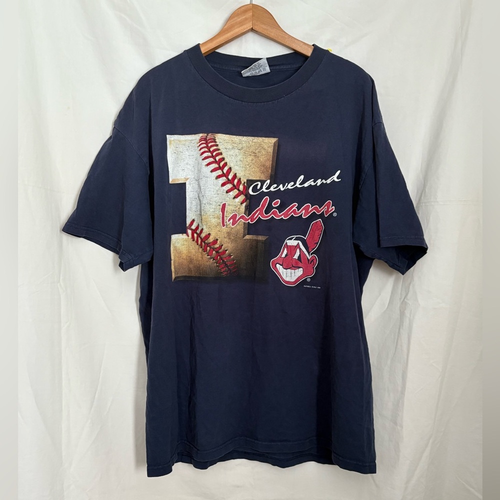 Vtg Lee Sport Nutmeg 1996 Cleveland Indians Caricature Graphic T Shirt XL